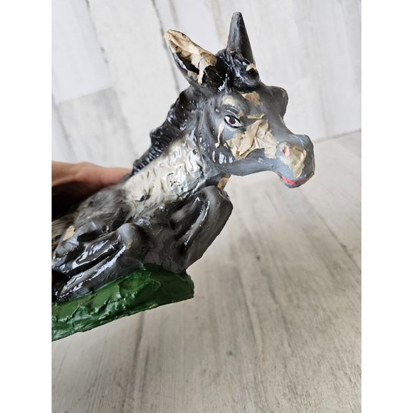 Vintage Italian donkey paper mache nativity as is Xmas village - Picture 8 of 9